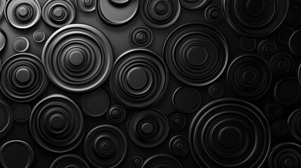Poster - Textures of circular patterns create a modern black background suitable for creative projects and visual art