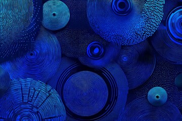 Aufkleber - The 'Hi-tech circle Blue lines glowing Tech Time Tunnel' is an abstract digital design that incorporates futuristic concepts and networked elements to create a captivating visual representation of