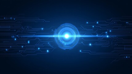 Poster - Futuristic digital electronic circuit board representing abstract technology background, embodying concept of computer communication connection design