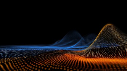 Poster - The abstract background of this 3D illustration represents the concept of big data and stock tech, focusing on the crucial aspects of cybersecurity, data set transfer, and storage through advanced