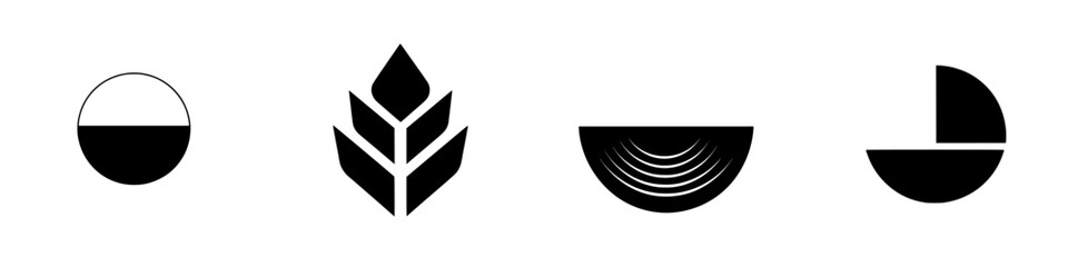 Poster - Creative vector illustration of black and white icons representing nature and abstract forms
