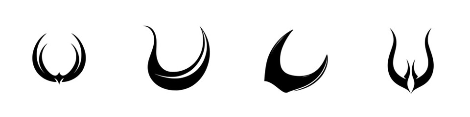 Poster - Vector illustration of abstract black and white icons depicting stylized shapes in various orientations and designs