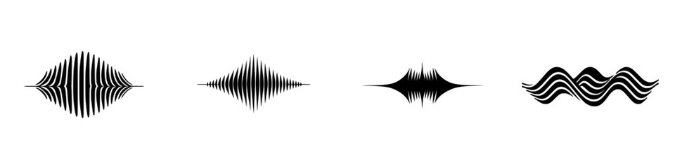 Poster - Vector illustration of sound wave icons in black and white for artistic and design applications