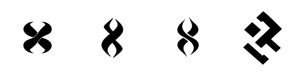 Poster - Vector illustration icons in black and white featuring abstract designs with fluid shapes and geometric patterns