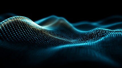 Poster - Small padlock binary polygons acting as interconnects are set against a dark blue background in a concept background image representing cybersecurity and digital data protection technology