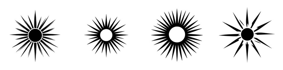 Poster - Sunburst vector illustration icons in black and white suitable for graphic design and artistic projects