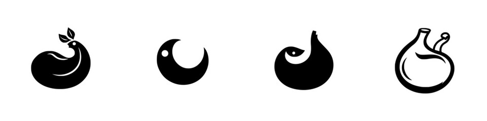 Poster - Vector illustration showcasing unique black and white icons depicting various shapes and forms in minimalist design