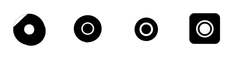 Poster - Vector illustration icons featuring circular shapes and designs in black and white, suitable for modern graphic projects and web applications