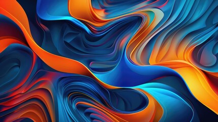 Poster - Digital abstract flowing waves with glowing particles and bubbles. Colorful liquid design. Background image of vibrant color and fluid pattern. Motion shot of color digital wave flowing. AIG51.