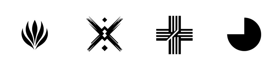 Poster - Unique vector illustration icons in black and white showcasing abstract designs suitable for various creative projects