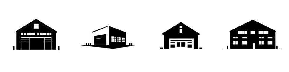 Poster - Vector illustration of various building structures in black and white for design purposes
