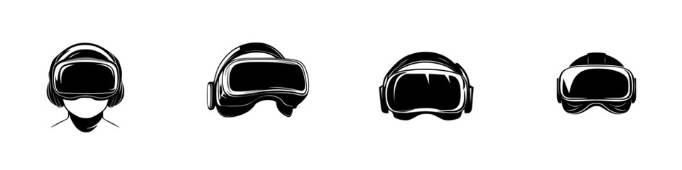 Poster - Vector illustration of various virtual reality headsets for tech enthusiasts and gaming designers