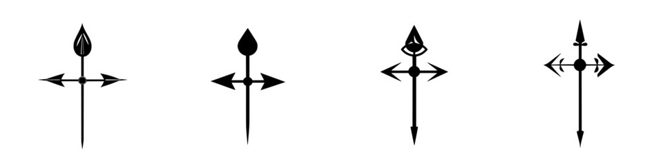 Poster - vector illustration of various arrow designs in black and white featuring unique tips and directiona
