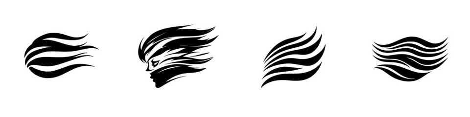 Poster - Abstract vector illustration depicting flowing hair and dynamic movement in black and white design