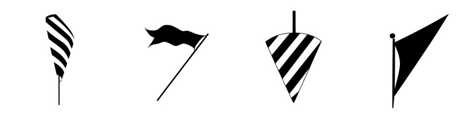 Poster - Collection of vector icon illustrations featuring striped patterns on various flag designs