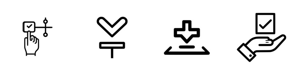 Poster - Vector illustration icons representing user interactions with digital interfaces and data management tools for effective navigation