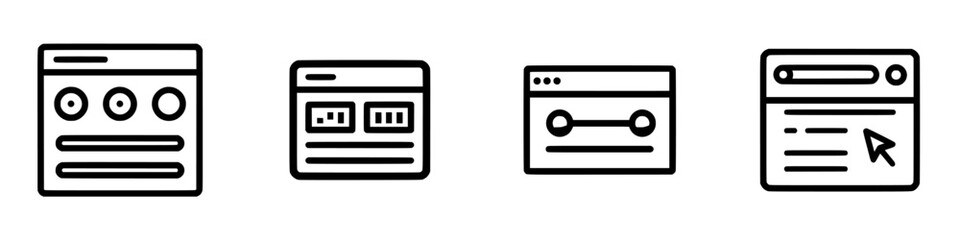Poster - Vector illustration icons depicting various web design elements including forms, content areas, and navigation bars