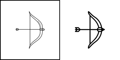 Poster - Vector illustration of a bow and arrow design showcasing simplicity in lines and shapes for creative projects and digital graphics