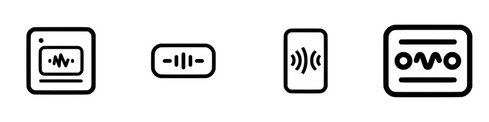 Poster - Vector illustration icons representing sound waveforms, ideal for audio, music, and broadcasting applications