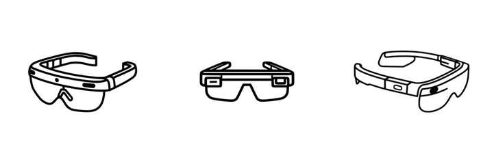 Poster - Vector illustration icon displaying three distinct styles of smart glasses designed for augmented reality applications in modern technology