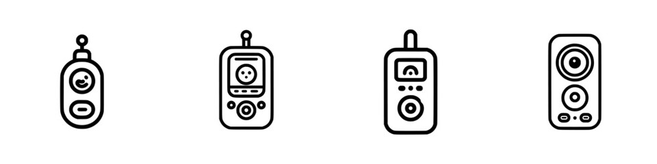 Poster - Vector illustration icons showcasing various electronic devices for audio playback and communication