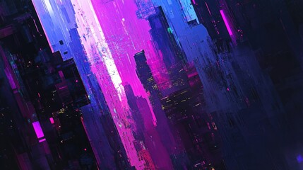 Aufkleber - Abstract Digital Art with Vibrant Colors and Geometric Shapes