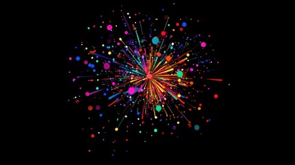 Aufkleber - Vibrant Explosion of Colorful Particles on Black Background
