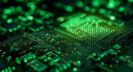Poster - The background features a technological theme, with a high-tech electronic circuit board and a close-up macro view of the electronic circuit board, showcasing technology chips connected to the
