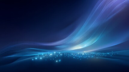 Poster - Abstract three-dimensional luminous particles and light form the primary visual background in KV technology