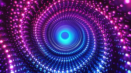 Fototapete - Mesmerizing spiral of vibrant lights creating a dynamic tunnel effect in digital art