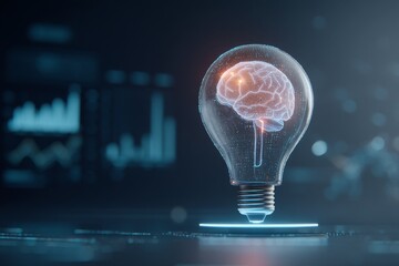 Poster - A creative concept of a light bulb is shown in this conceptual technology image