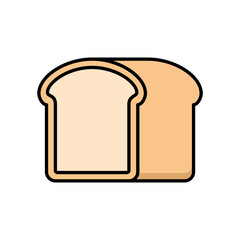 Fototapete - Bread Loaf Sliced Food Line Icon Bakery Breakfast Ingredient Flat Outline Vector Editable Easy to Edit