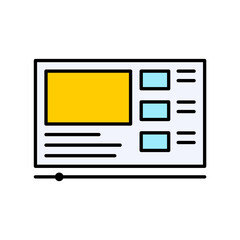 Poster - Video Player Media Screen Online Line Icon Technology Digital Entertainment Interface Flat Outline Vector Editable Easy to Edit