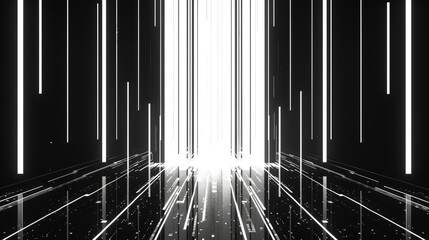 Poster - A striking minimalist depiction of white lines forming a geometric pattern against a black background, creating a modern and futuristic visual effect.