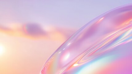 Poster - Holographic pastel rainbow fabric iridescent with an shimmering effect, resembling the enchanting skin of a unicorn in vibrant colors