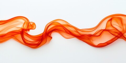 Poster - Vibrant orange fabric cascading gracefully, draping with elegant movement against pristine white backdrop, embodying fluid sophistication