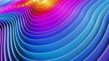 Fototapete - 3D motion rendering of an abstract background of smooth lines of multi-color spline waves that move in a loop in a 4K 60fps resolution.