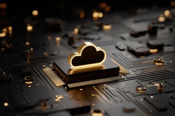 Poster - The concept of cloud computing technology is depicted in a futuristic illustration available as stock