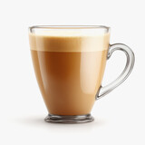A stunning glass of lungo coffee isolated on a clean background highlighting its rich color and texture