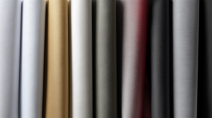 Poster - Luxury fabrics in plain color arranged in symmetrical pattern, featuring smooth textures and variety of neutral and muted tones, perfect for elegant interior design