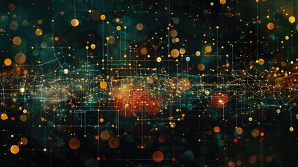 Poster - Explore an abstract digital representation showcasing a vibrant global supply network. This design features illuminated dots and interconnected lines, symbolizing data flow and connectivity.