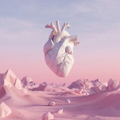 Poster - The minimalist concept is brought to life against a surreal and vibrant pastel background, complete with a heart