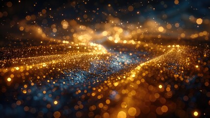 Poster - Abstract of seamless pattern magical star emit light in natural scene or sparkling particles on nature view with glowing effect perfect for visual design convey sense of energetic and fantasy. AIG53.