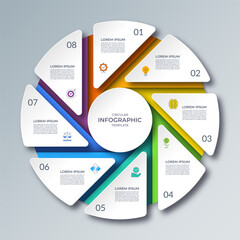 Canvas Print - infographic cycle diagram with 8 steps. vector circular template that can be used for reports, busin