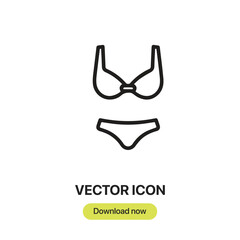 Fototapete - Bikini icon vector. Linear-style sign for mobile concept and web design. Bikini symbol illustration. Pixel vector graphics - Vector.	