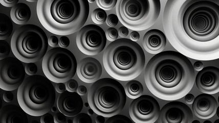Poster - Abstract composition of circular shapes in various tones highlighting depth and texture