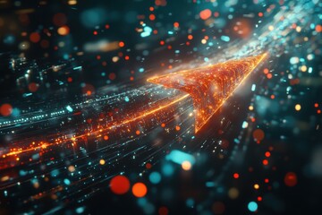 Aufkleber - Arrow of light speeding through digital space representing data flow and progress
