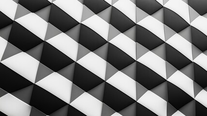 Poster - Geometric patterns form a dynamic black and white design with a textured background in modern decor