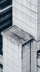 Poster - Abstract facade of a weathered concrete building with geometric patterns and minimalist architecture in an urban environment