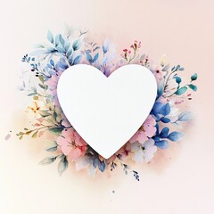 Aufkleber - Greeting card with floral background and a central heart shape featuring blank space for personalized messages or quotes.

